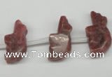 CFG856 Top-drilled 10*23mm carved animal rhodochrosite beads