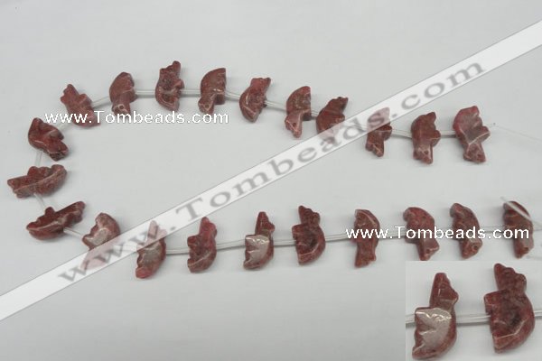 CFG856 Top-drilled 10*23mm carved animal rhodochrosite beads