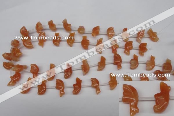 CFG858 Top-drilled 10*20mm carved animal red aventurine beads