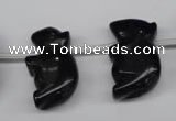 CFG860 Top-drilled 15*24mm carved animal black agate beads