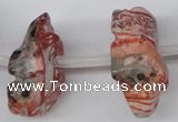 CFG863 Top-drilled 12*18mm carved animal red zebra jasper beads