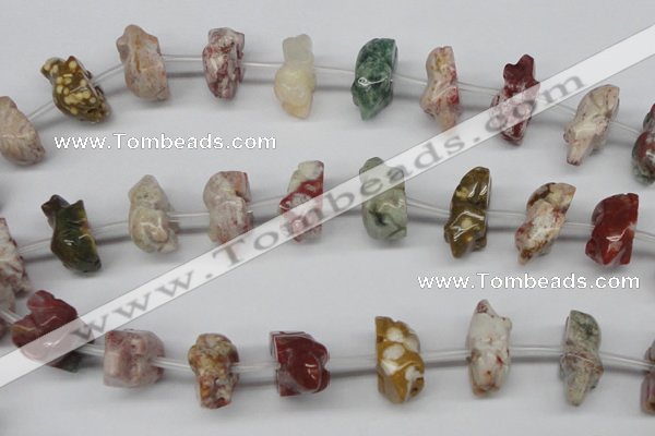 CFG864 Top-drilled 12*18mm carved animal mixed gemstone beads