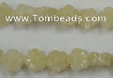 CFG880 15.5 inches 10mm carved flower yellow jade gemstone beads