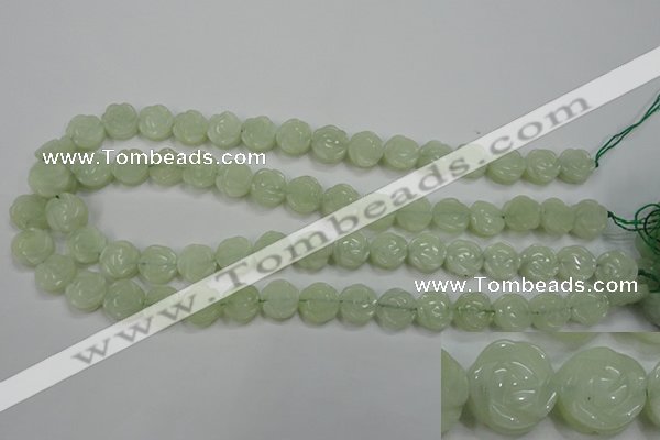 CFG883 15.5 inches 12mm carved flower New jade gemstone beads