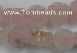 CFG890 15.5 inches 14mm carved flower rose quartz gemstone beads