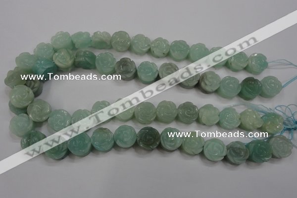 CFG892 15.5 inches 14mm carved flower amazonite gemstone beads