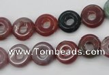 CFG902 15.5 inches 12mm carved coin donut Indian agate beads