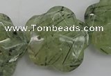 CFG923 32*33mm faceted & carved flower green rutilated quartz beads