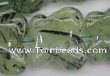 CFG925 15.5 inches 30*33mm carved butterfly green rutilated quartz beads