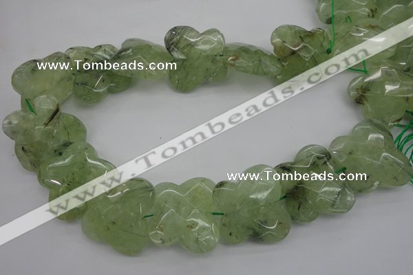 CFG926 30*33mm faceted & carved butterfly green rutilated quartz beads