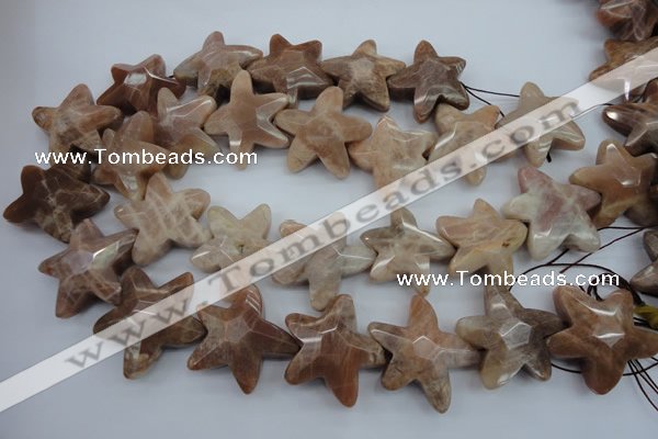 CFG929 15.5 inches 30*33mm faceted & carved star moonstone beads