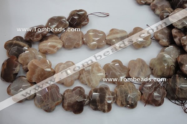 CFG931 15.5 inches 32*33mm faceted & carved flower moonstone beads