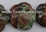 CFG941 15.5 inches 32*33mm carved flower green opal gemstone beads