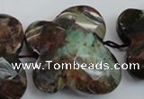 CFG945 30*33mm faceted & carved butterfly green opal gemstone beads