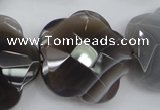 CFG948 32*33mm faceted & carved flower grey botswana agate beads