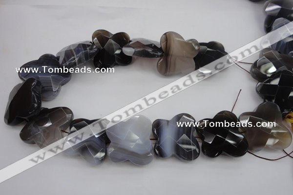 CFG951 30*33mm faceted & carved butterfly grey botswana agate beads