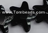 CFG954 15.5 inches 30*33mm faceted & carved star black agate beads