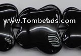 CFG959 15.5 inches 30*33mm carved butterfly black agate beads