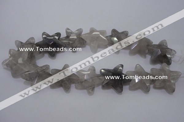 CFG961 15.5 inches 30*33mm faceted & carved star cloudy quartz beads