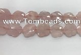 CFG978 15.5 inches 33*33mm carved flower rose quartz beads