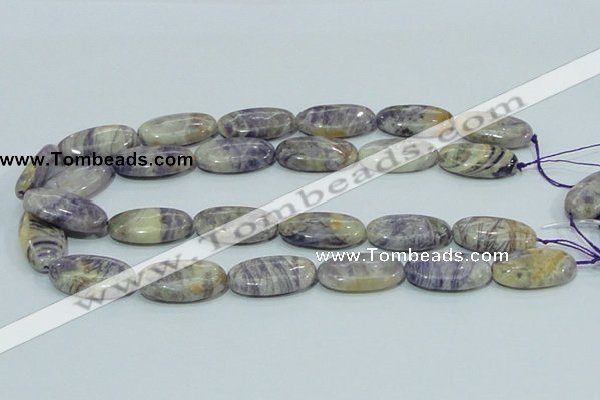 CFJ05 15.5 inches 15*30mm oval natural purple flower stone beads