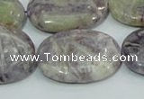 CFJ06 15.5 inches 22*30mm oval natural purple flower stone beads