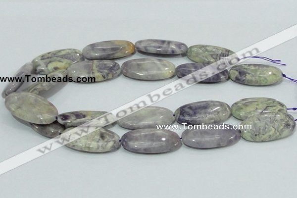 CFJ07 15.5 inches 20*40mm oval natural purple flower stone beads