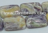 CFJ08 15.5 inches 18*25mm rectangle natural purple flower stone beads