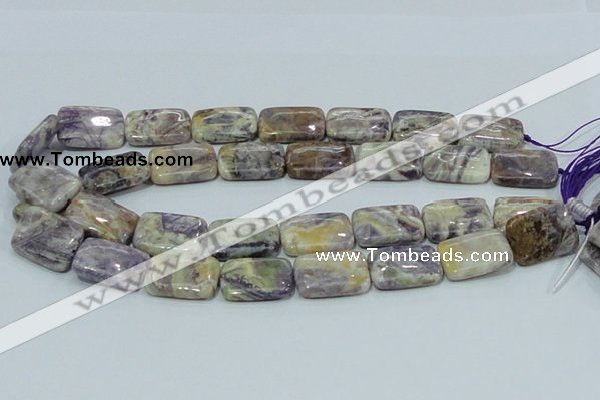 CFJ08 15.5 inches 18*25mm rectangle natural purple flower stone beads