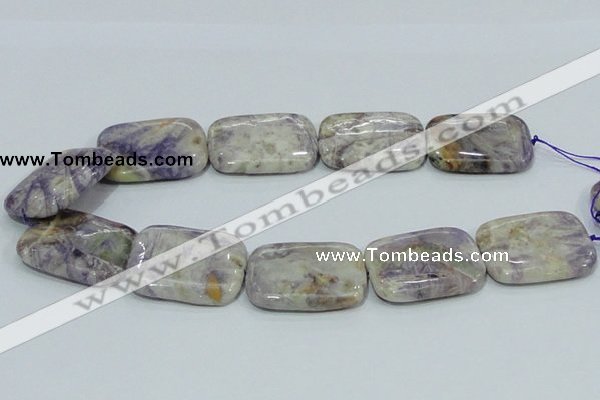 CFJ10 15.5 inches 30*40mm rectangle natural purple flower stone beads