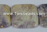 CFJ20 15.5 inches 35*35mm square natural purple flower stone beads