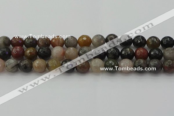 CFJ214 15.5 inches 12mm faceted round fancy jasper beads wholesale