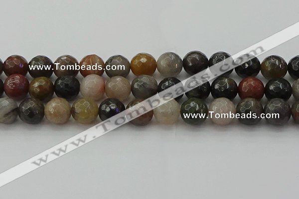 CFJ215 15.5 inches 14mm faceted round fancy jasper beads wholesale