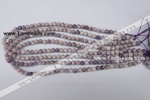 CFJ24 15.5 inches 6mm round natural purple flower stone beads