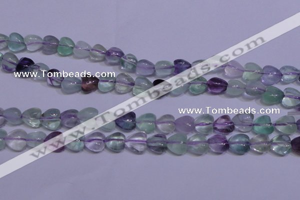 CFL1052 15 inches 10*10mm heart natural fluorite gemstone beads