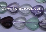 CFL1054 15 inches 14*14mm heart natural fluorite gemstone beads