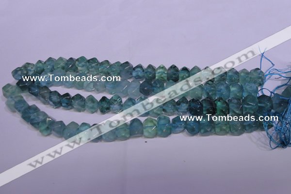 CFL1088 15 inches 9*14mm faceted nuggets blue fluorite beads
