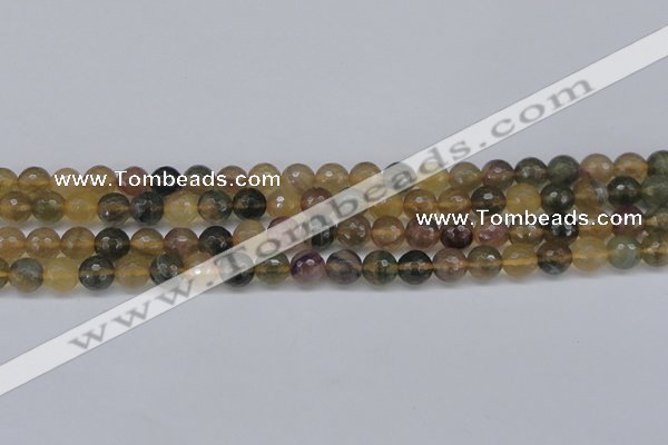 CFL1113 15.5 inches 10mm faceted round yellow fluorite gemstone beads