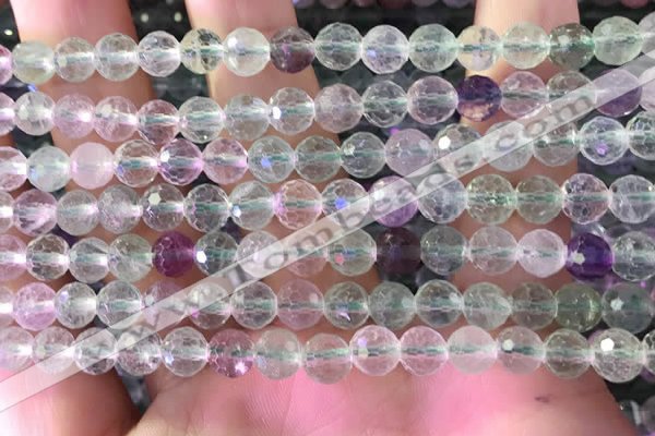 CFL1140 15.5 inches 6mm faceted round fluorite gemstone beads