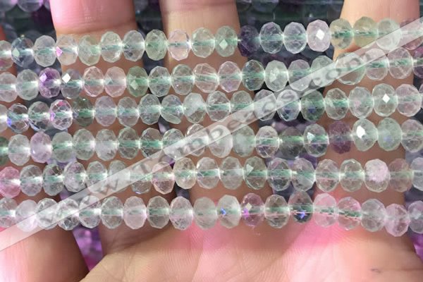 CFL1142 15.5 inches 4*6mm faceted rondelle fluorite gemstone beads