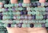 CFL1147 15.5 inches 8mm round matte fluorite beads wholesale