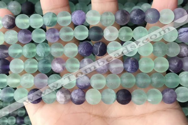 CFL1147 15.5 inches 8mm round matte fluorite beads wholesale