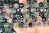 CLF1157 15.5 inches 10mm faceetd round fluorite gemstone beads