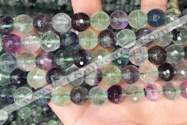 CLF1157 15.5 inches 10mm faceetd round fluorite gemstone beads