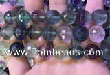 CLF1159 15.5 inches 14mm faceetd round fluorite gemstone beads