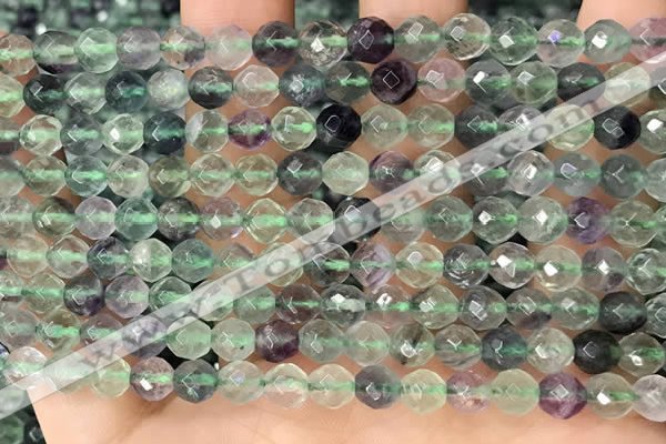 CLF1161 15.5 inches 6mm faceetd round fluorite gemstone beads