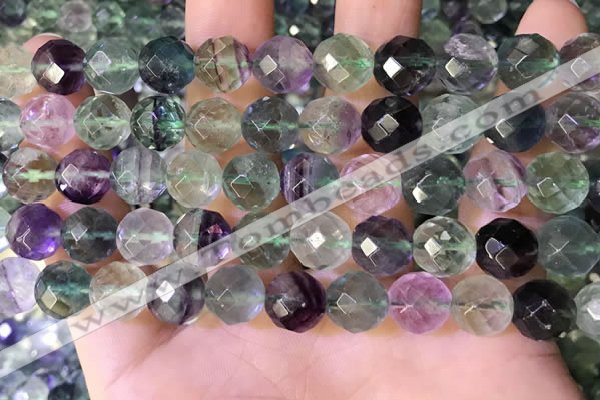 CLF1163 15.5 inches 10mm faceetd round fluorite gemstone beads