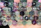 CLF1164 15.5 inches 12mm faceetd round fluorite gemstone beads