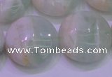 CFL1214 15.5 inches 25mm flat round green fluorite gemstone beads