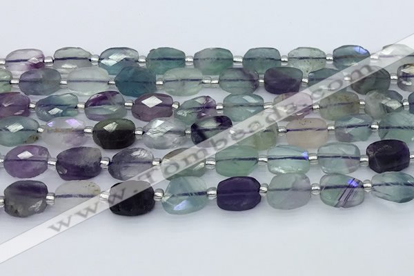 CFL1232 15.5 inches 8*10mm faceted rectangle fluorite beads